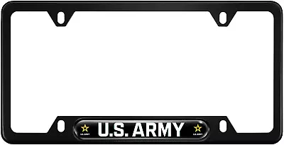 Aluminum Narrow Top 4-hole Car License Plate Frame - U.S. Army Design(b/y) • $24.79