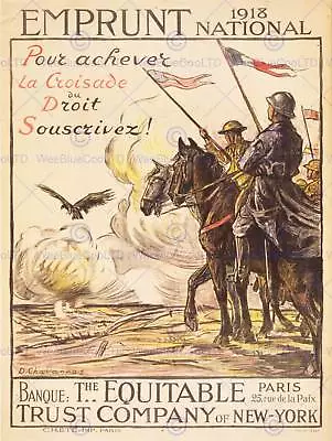 Propaganda War Wwi France National Loan Fund Cavalry Art Print Poster Cc6795 • £11.99