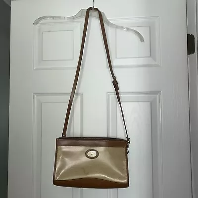 Vtg Dooney Bourke Purse Handbag Shoulder Long Strap Tan Beige Brown USA 90sREAD • $29.99