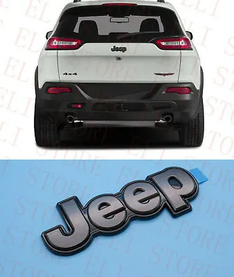 2014-2018 Jeep Cherokee Rear Liftgate Black Gray Logo Nameplate Emblem New OEM • $45.89