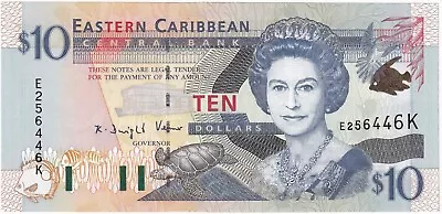 East Caribbean 10 Dollars Issued 2000 P38k St. Kitts Uncirculated UNC • £25