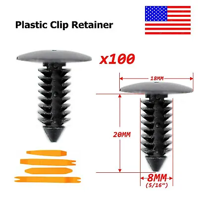 100X 8mm Bumper Clips Auto Car Hole Plastic Rivets Fastener Fender Push Pin NEW • $3.99