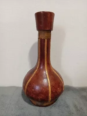 Vintage Leather Wrapped Wine/Liquor Decanter Bottle Made In Italy With Orig Lid • $29.99