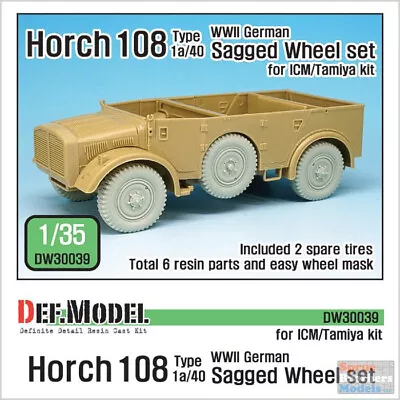 DEFDW30039 1:35 DEF Model Horch 108 Type 1a/40 Sagged Wheel Set (ICM/TAM Kit) • $26.99