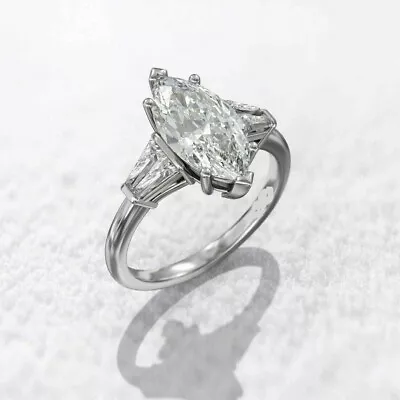 Unique 3.10 Ct Marquise Cut Real Treated Diamond In 925 Silver Engagement Ring • $129