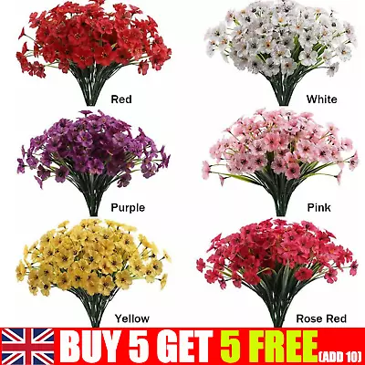 Artificial Flowers Plastic Fake Plants UV Resistant Home In/Outdoor Garden Decor • £2.33