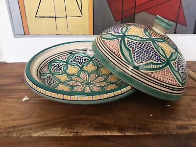 $82.49 • Buy Tagine Cooking Pot Morocco Handmade SAFI Pottery Colorful Patterned 12'' READ