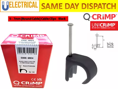 Q-crimp Qrc4 Black Round Cable Clip For 5-7mm Round Cable (pack Size 100) • £7.99