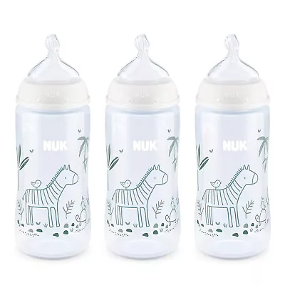 NUK Smooth Flow Anti Colic Baby Bottle 10 Oz 3 Pack Zebra • $9.99
