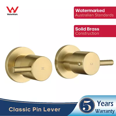 Brushed Gold Round Twin Taps Round Shower Mixer Brushed Brass Shower Tap Valve  • $124.99