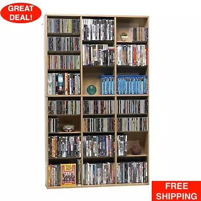 37  X 60  Oskar Adjustable Wood CDs Media Storage Shelf Bookcase Organizer Maple • $115.99