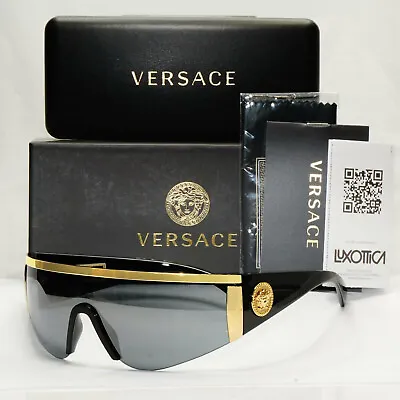 Versace Gold Medusa Shield Visor Sunglasses Mens Black 1996 Tribute 2197 1000/6G • $226.60