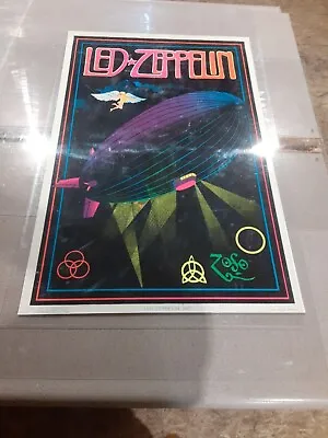 Vintage 1981 Led Zeppelin Zoso 943 Felt Flocked Black Light 34 X 23 Rare Poster • $854.55