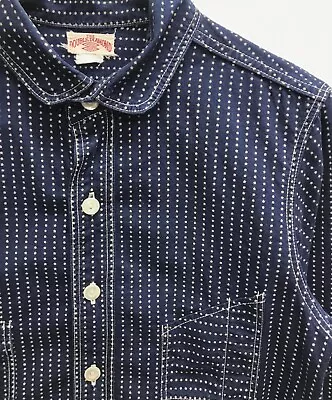 THE REAL McCOY’S Star Wabash Shirt Men's Size 40 L Indigo Double Diamond USED • $169.99