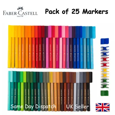 FABER CASTELL SET OF 25 FELT TIP CONNECTOR PENS - Artist & Craft Markers • £5.99