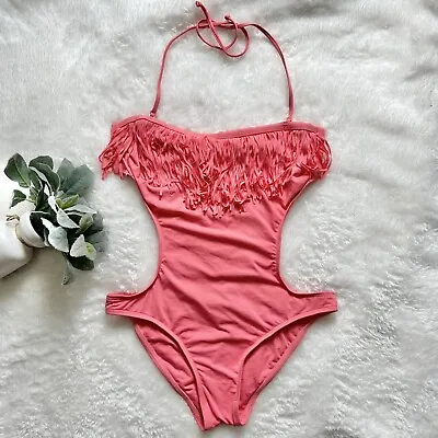 L*Space Free Love Fringe Monokini Swimsuit NEW Size 6 Coral One Piece $198 Sexy • $98.99