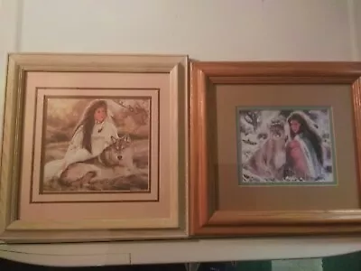 2 Maija Aspen Gold Framed Signed Print Girl And Wolf & Woman And Lion • $145