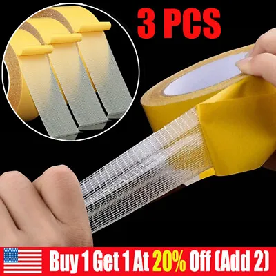 3 Pack Strong Adhesive Double-sided Gauze Fiber Mesh TapeWaterproof Tape 15ft • $8.99
