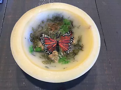 Habersham Candle Yellow Wax Vessel Bowl  Flowers With Butterfly Scented • $24.99