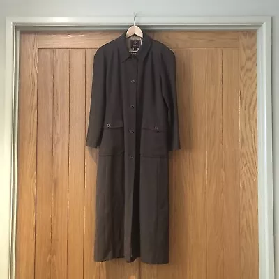 £109.99 • Buy Women’s Mulberry Wool Long Trench Coat Jacket Brown Size UK 14 Acetate Lined