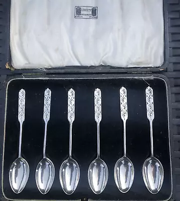 Set 6 Liberty And Co Silver Spoons Art Nouveau Classic Birmingham 1921 • £275