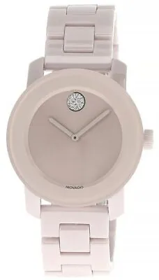 $649 • Buy MOVADO Bold 36.3MM QTZ Pink Crystal Dial Ceramic Women's Watch 3600536