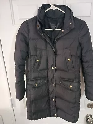 J Crew Womens Down-Filled Winter Puffer Jacket Size PXS Parka Coat Black • $26.39