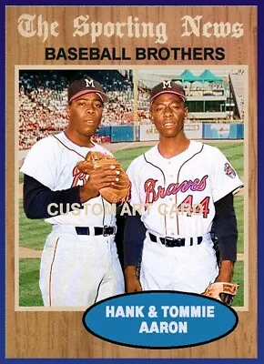 Milwaukee Braves Hank & Tommie Aaron 1962 Style Custom Art Baseball Card • $6.30