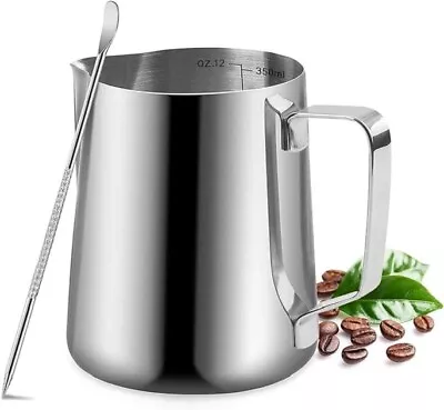 Milk Frothing Pitcher - 12oz/350ml Milk Frother Cup Stainless Steel Jug Steam • $9.99