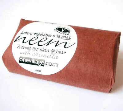 Neem Vegetable Oils Soap Bars With Citronella For Skin & Hair - Vegan - Set Of 4 • £18.95