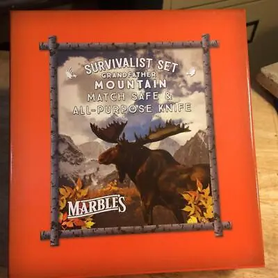 Marble's Brushy Mountain Survival Set Match Safe / Lockback Knife / Sheath MR425 • $15.98