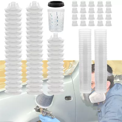 PPS Disposable Paint Spray Gun Mix Cup Liners And Lid System 50 Pack Kit • $57.99