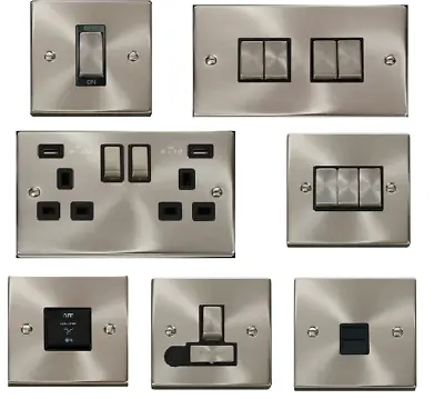 £10.50 • Buy Click Deco Victorian Satin Chrome Various Sockets & Switches Black Inserts