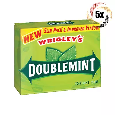 5x Packs Wrigley's Doublemint Slim Pack Gum | 15 Sticks Each | Fast Shipping • $14.65