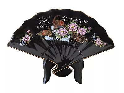 Decorative Black Ceramic FAN Dish. Made In Japan • $20