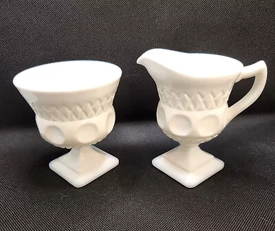 1957-58 Vintage Colony Milk Glass Lacette Creamer & Open Sugar Set • $15