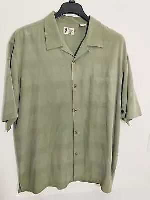 Vintage Silk Shirt Adult Extra Large Brown Silk Button Up Mens • $16.18