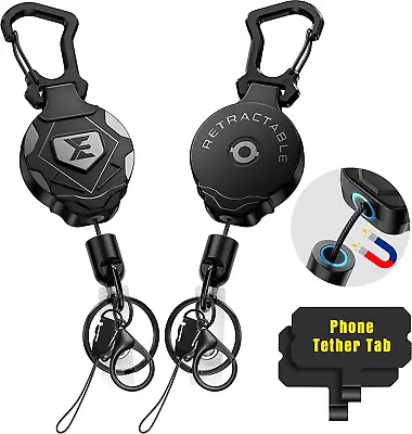 2pcs Retractable KeyChain Tool Magnetic Closure Heavy Duty ID Badge Holder Clip • $21.44