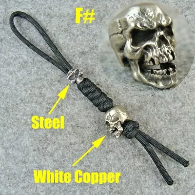 Handmade Brass Skull Lanyard Bead Knife Lanyard Paracord Beads Keychains Pendant • $11.99