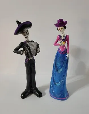 Day Of The Dead Mariachi Figurines Man Woman With Flowers READ • $31.99