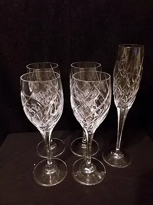 MIKASA English Garden Crystal Wine Glasses 9 - Set Of 4 + 1 Champagne Flute • $120