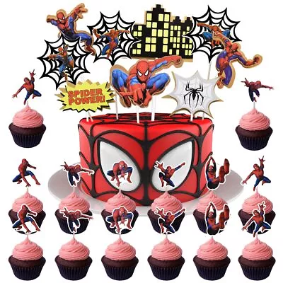 33pcs Spiderman Cake Toppers Mini Figures Set Spiderman Birthday Cake Decoration • £4.99