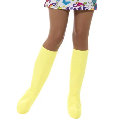 £13.39 • Buy 60s Long Yellow GoGo Boot Covers Knee High