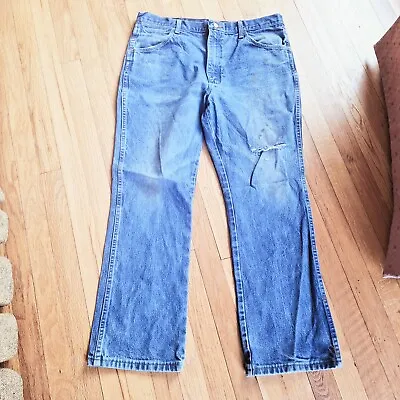 Mens Vintage Wrangler Jeans 38x30 Blue Staight Leg 945NAV Cowboy Western Hole • $5.99