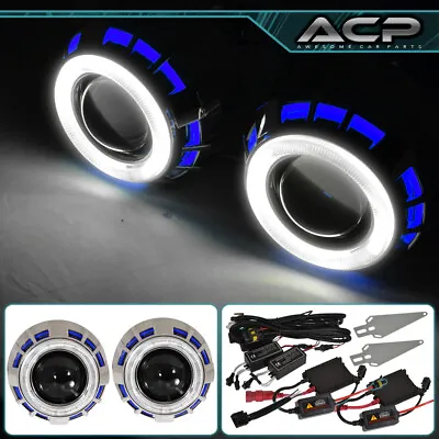 Dual Halo Angel Eye Ring Shroud 2.5  Projector Retrofit Headlight HID Conversion • $55.99