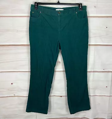 Erin London Bootcut Corduroy Pants Stretch Green High Rise Pockets Womens 16 • $14.69