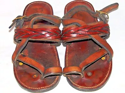 True Vintage Heavy Leather Adjustable Sandals - Men's US 6- 71/2-  {Hide Side  • $68.87