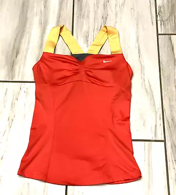 Nike Top Women's Small Orange Built In Bra Tank Top • £11.03