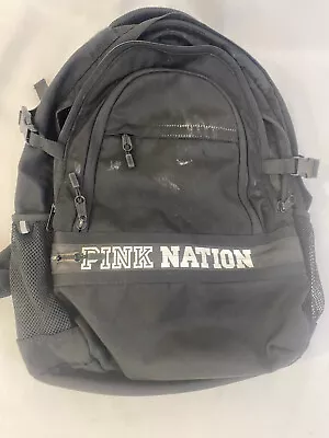 PINK NATION Laptop Book Bag Victoria's Secret  Black White Graphics Many Pockets • $21.95