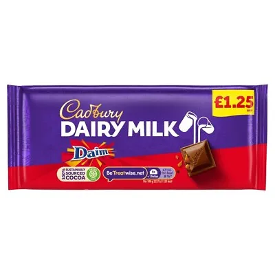 Cadburys Chocolate Dairy Milk Daim £1.25 Bars 18 X 120g Only £22.49 • £22.49